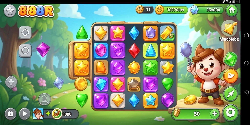 Tangkapan layar gameplay seru dari 888R dalam kategori Match-3.