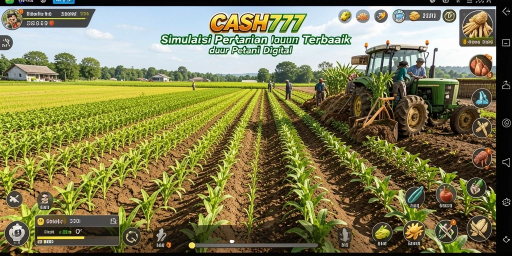 Tampilan gameplay CASH777 yang menggambarkan suasana pertanian yang asri.