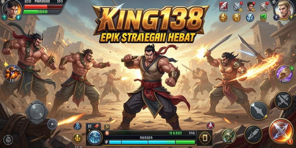 Screenshot KING138 yang menunjukkan pertarungan intens antara karakter.