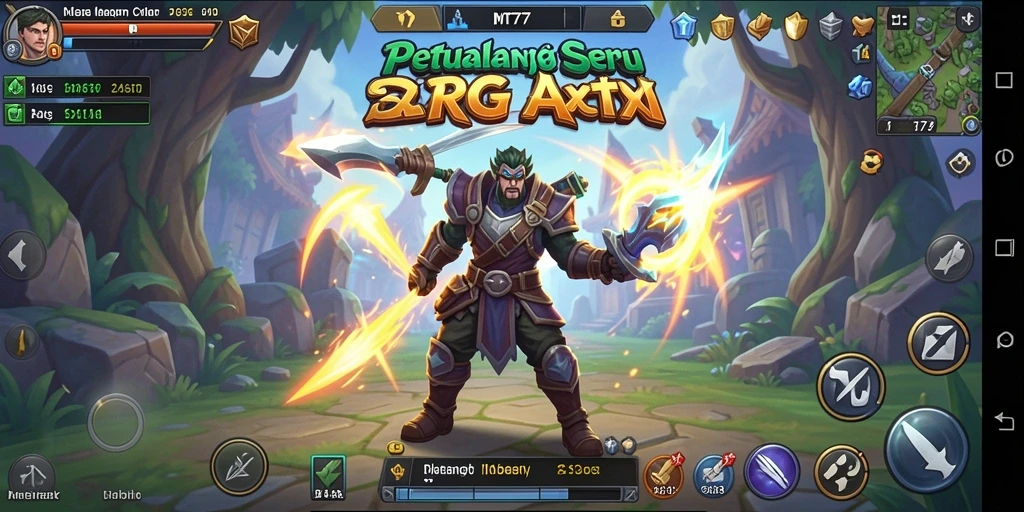 Tampilan thrilling dari gameplay ARPG di MT777 yang menampilkan karakter bertarung.