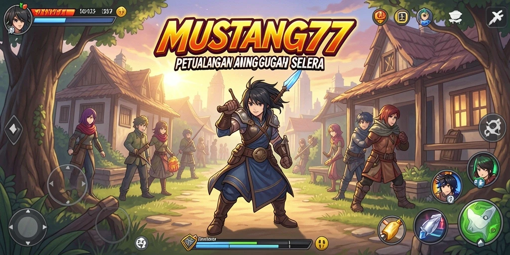 Screenshot MUSTANG77 menampilkan aksi seru bertema anime.