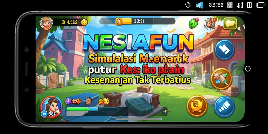 Tampilan gameplay <strong>NESIAFUN</strong> yang menarik dengan interaksi sosial dan pembangunan.