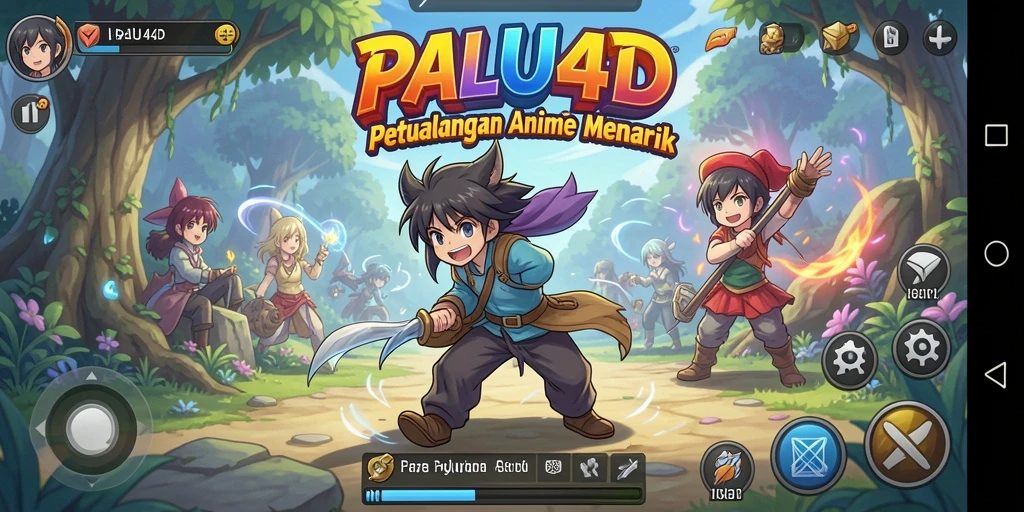 Screenshot utama PALU4D menunjukkan aksi karakter dalam pertempuran Anime yang menegangkan.