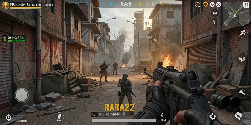 Screenshot RARA22 menunjukan aksi tembak-menembak yang mendebarkan.