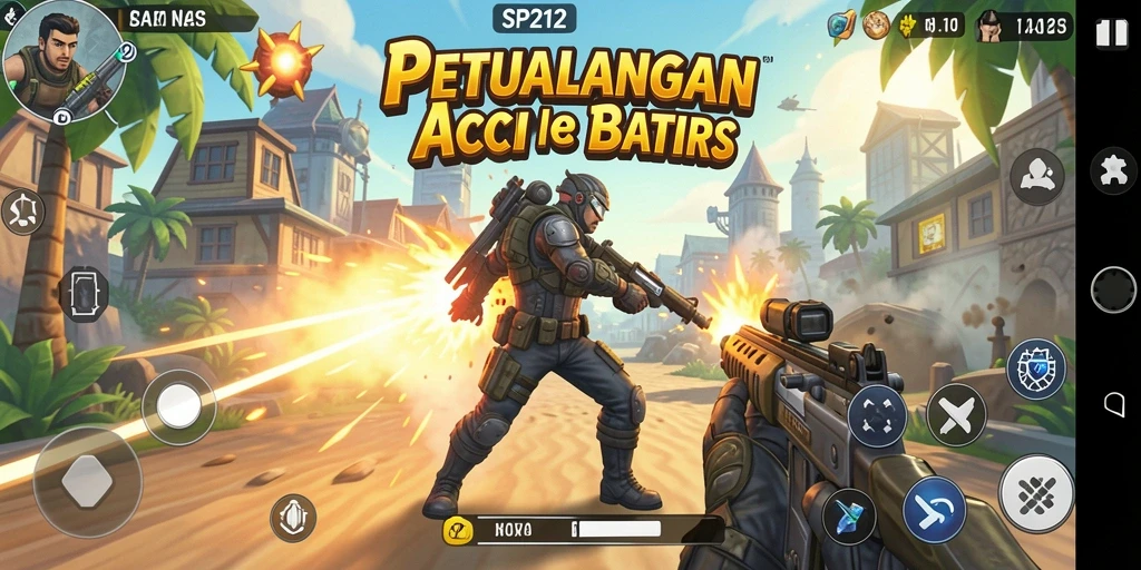 Screenshot utama SP212 menunjukkan aksi gameplay seru dan mendebarkan.