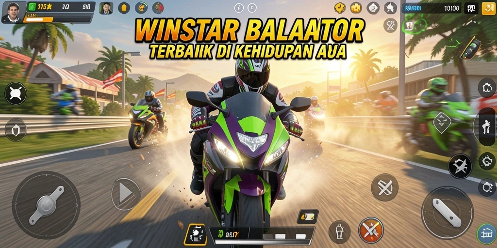 Tampilan gameplay WINSTAR yang menegangkan di jalanan balap.